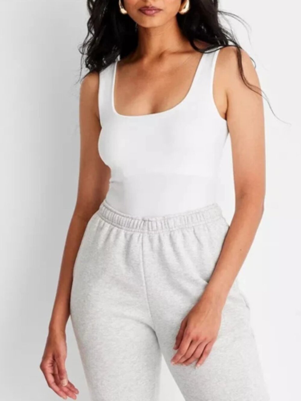 Womens Seamless Tank Bodysuit White Med & LG Slim Fit- NWT